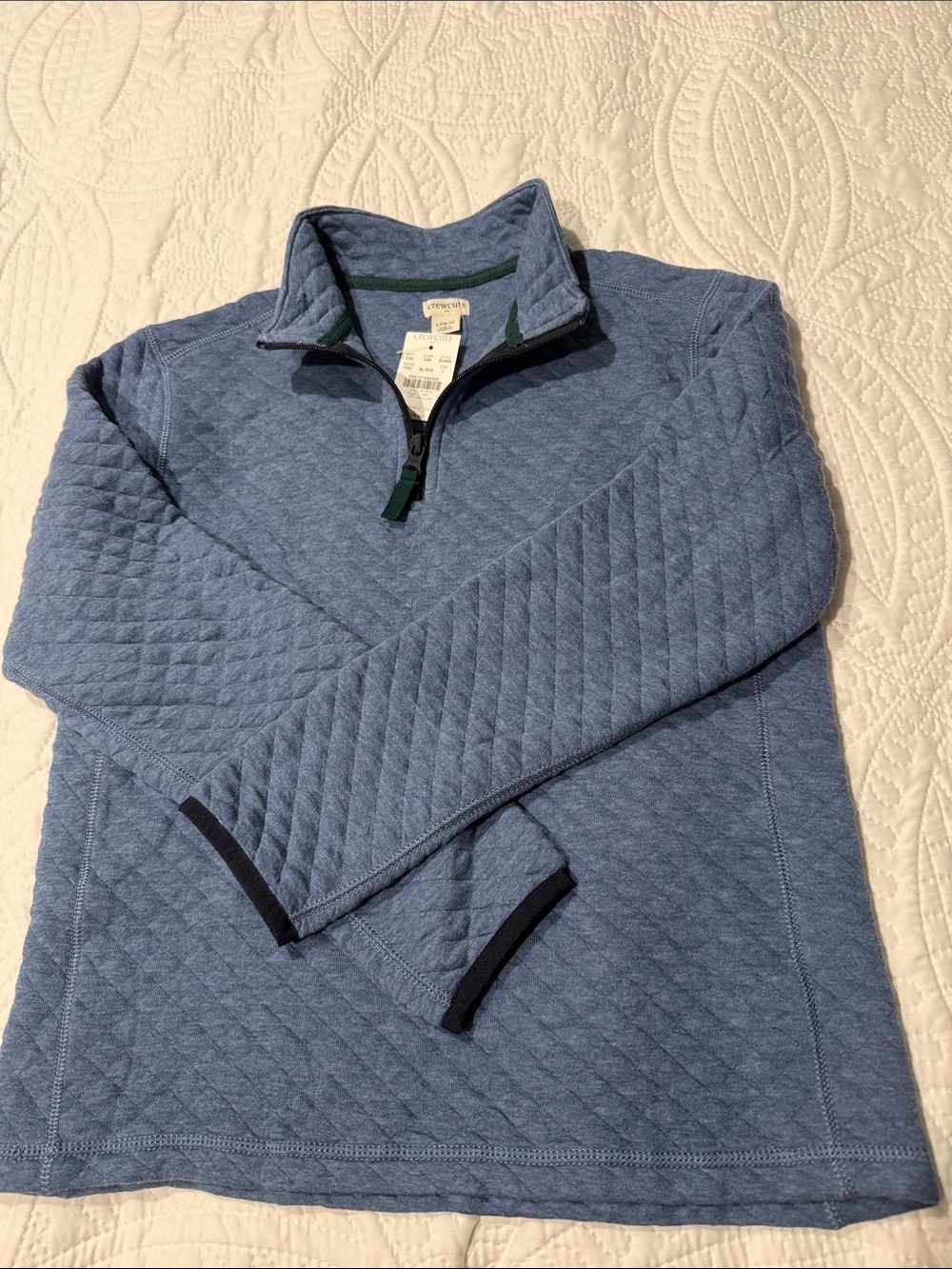 Crew Cuts Quilted Half-Zip Pullover Sweater - Heather Blue